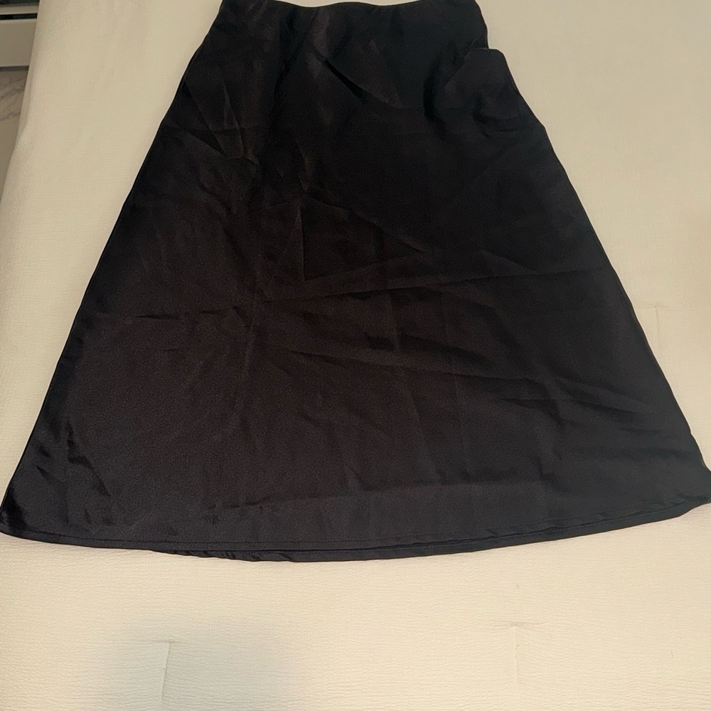 Black Satin Midi Skirt